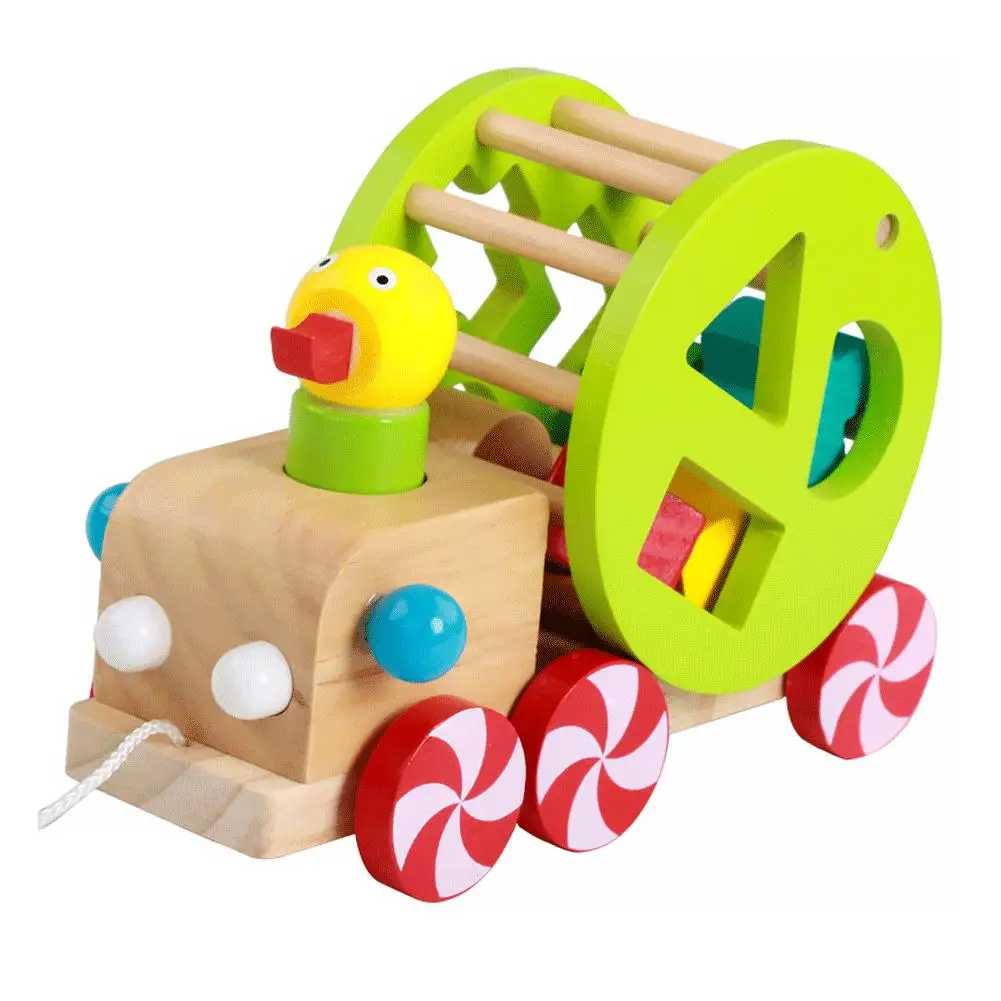 2018 Обучение Образование Деревянные игрушки тянуть игрушка-головоломка 3D Magic CubeDuckling формы автомобилей игрушки Монтессори масштабные модели