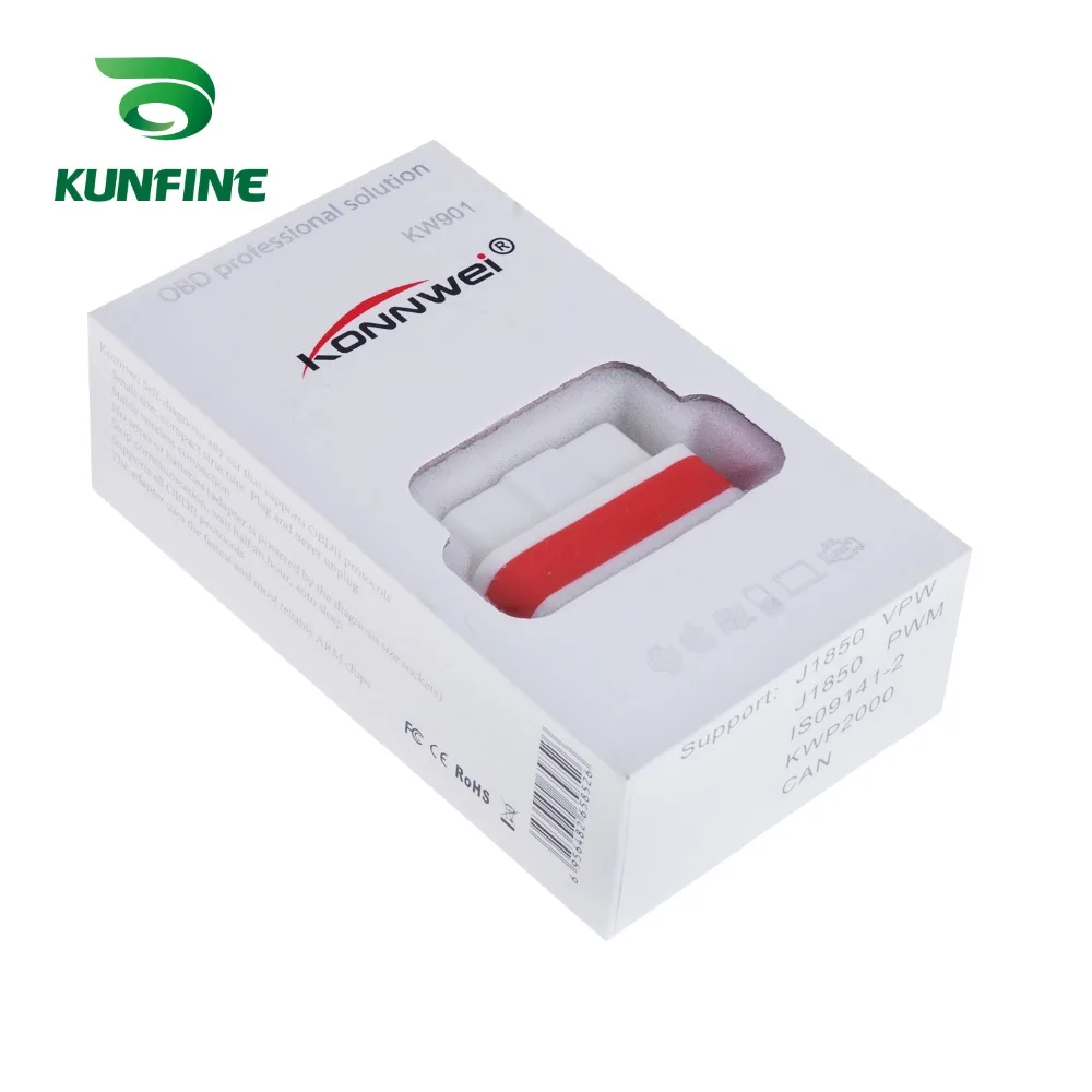 KUNFINE супер мини KW901 WI-FI ELM327 V1.5 ODB2 OBDII автомобиля диагностический сканер инструмент ELM 327 Code Reader Работает на iOS телефона Android