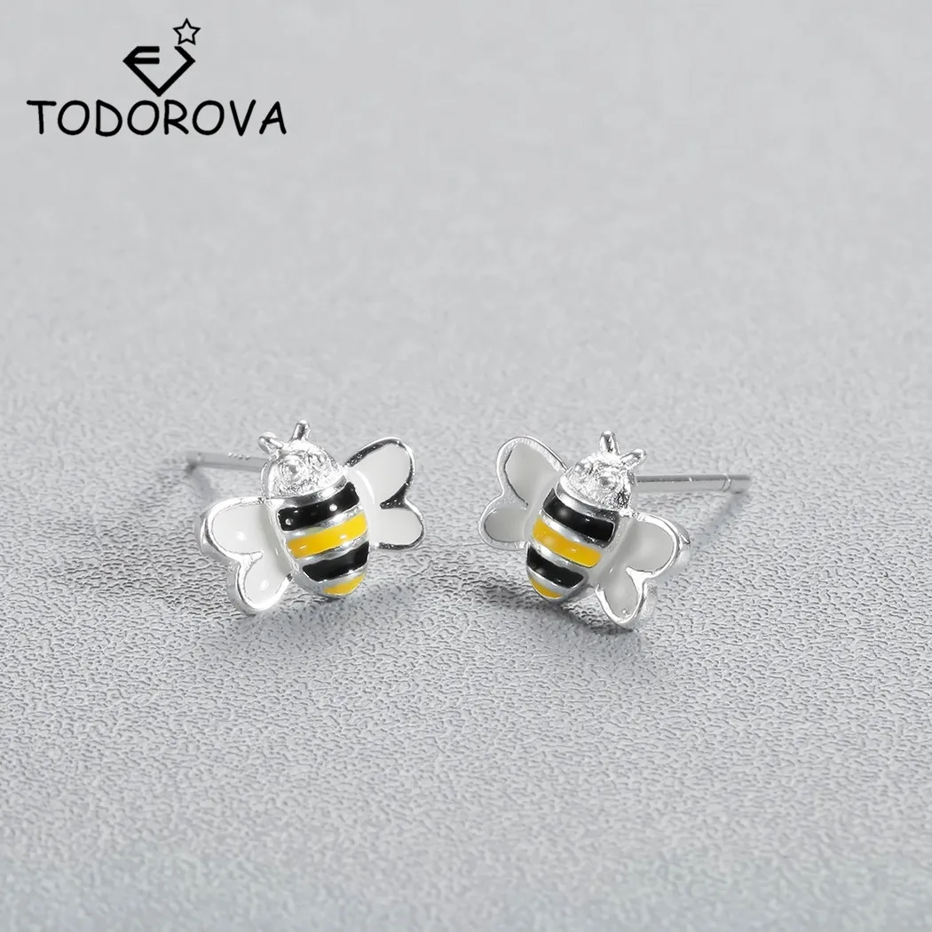 Todorova модные милые серьги-гвоздики Пчелка для женщин медовые серьги в виде пчел уникальный дизайн крошечное животное серьги женский подарок