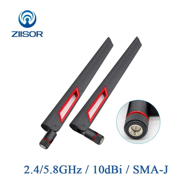 2 шт. Ziisor 4 г/5 8 Г Двухдиапазонная wifi антенна маршрутизатора 10dBi всенаправленная Arial