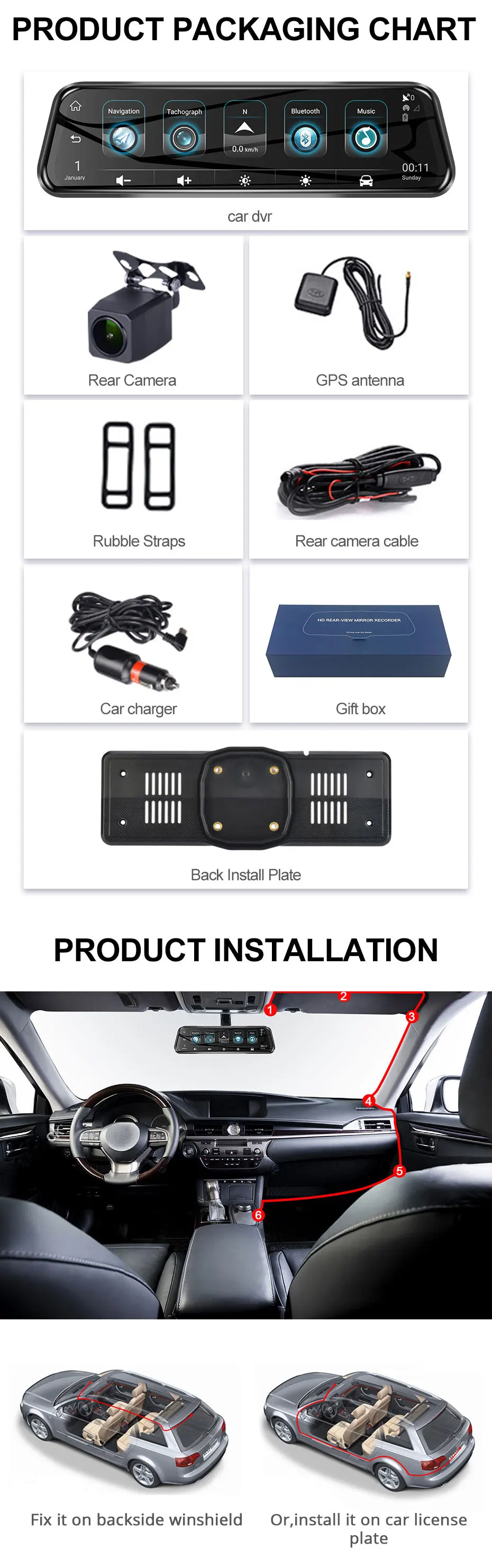 ANSTAR 1" 4G 3g зеркало заднего вида видеорегистратор 1080P Android DVR gps навигация ADAS wifi двойной объектив Автомобильный регистратор авто камера