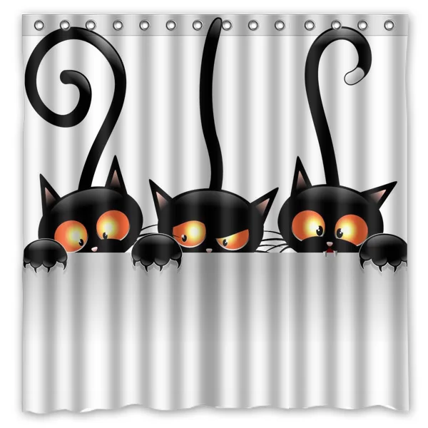 2016 Custom Halloween Three Black Cat Printed Waterproof Polyester