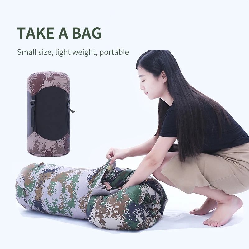  Camouflage compression winter sleeping bag adult for man and women giant cotton sleeping bag for camping traveling and hiking 