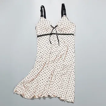 

Summer Maternity Tank Dress Nursing Vest Nightgown Pregnant Women Nursing Wireless V-neck Sleeveless Nightgowns With Bow