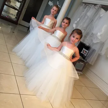 

New Design Spaghetti Straps Ball Gown Vestido De Daminha Flower Girl Dresses for Weddings Patty First Communion