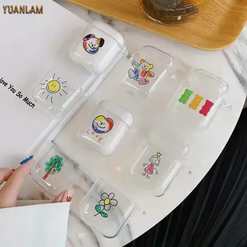 

Flower Cover for apple airpods 1 2 Cartoon bears silicon soft case cover thick wireless bluetooth headset earphone charging box