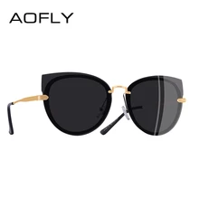 AOFLY, фирменный дизайн, роскошные женские солнцезащитные очки, поляризационные, классические, кошачий глаз, солнцезащитные очки, женские, металлические, дужки, очки A103