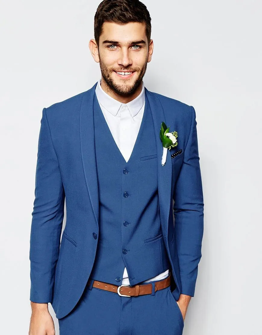 2018 Мода Королевский синий смокинги для Для мужчин элегантный Для мужчин костюмы повседневной Повседневная обувь пиджак выпускного вечера