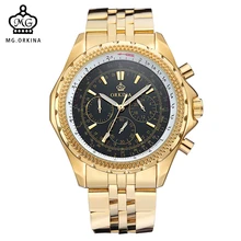 MG. ORKINA часы Relogios Masculino Для мужчин s кварты аналоговые наручные часы большой чехол MIYOTA JS20 Movt Нержавеющая сталь группа Водонепроницаемый часы Для мужчин