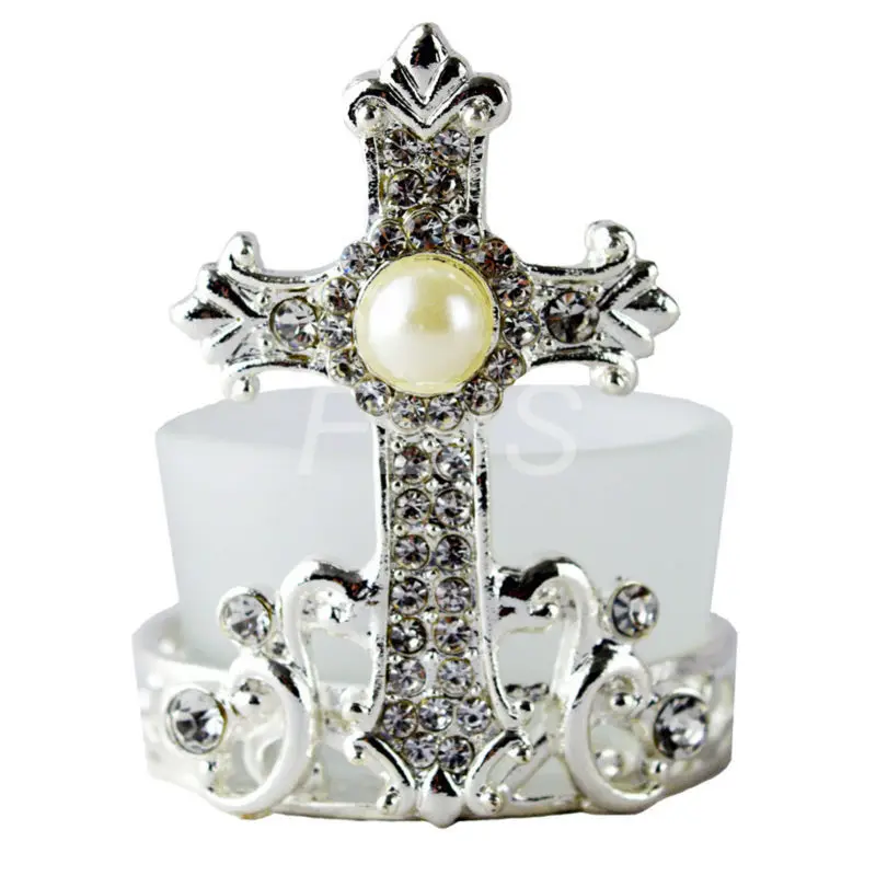 Wholesale 6pcs imitation diamonds cross birthday candle holder wedding