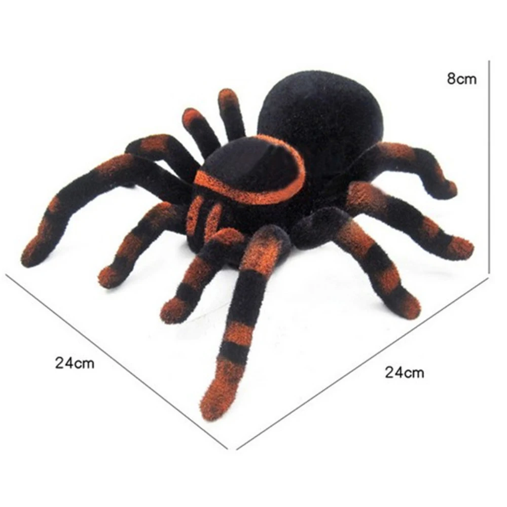 Electronic pet Remote Control Simulation tarantula Eyes Shine smart black Spider 4Ch Halloween RC Tricky Prank Scary Toy gift 4