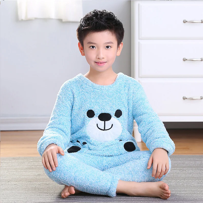 

2017 new children's pajamas suit, boys and girls' long-sleeved house clothes, thickened medium-sized children's warm winter clot