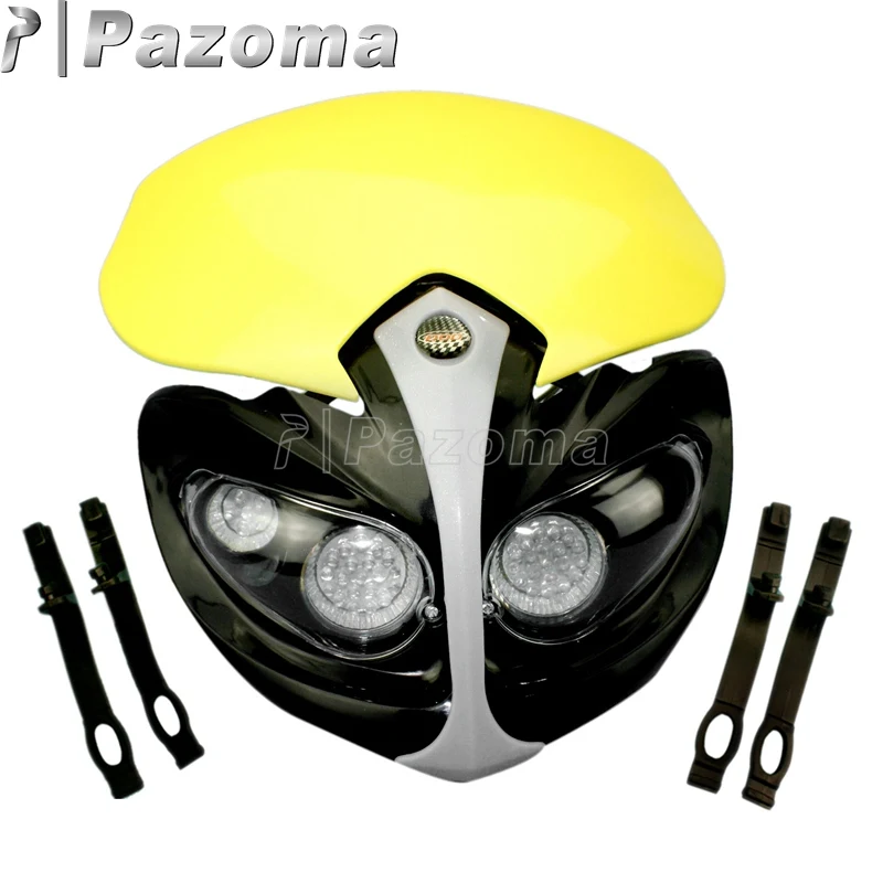 Мотоцикл Pazoma фар для CRF50F CRF70F CRF80F CRF100F CRF150F Байк белый головной обтекатель светодиодный - Цвет: Цвет: желтый