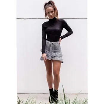 

Sweet Women Mermaid Skirt Casual Plaid Empire Spring Autumn Mini Skirt