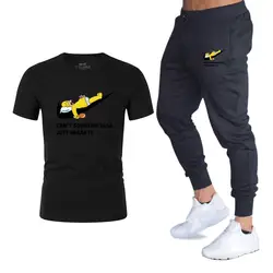 Мужские наборы Симпсон спортивный костюм мужские футболки + брюки два предмета наборы Повседневный Спортивный костюм мужские/женские
