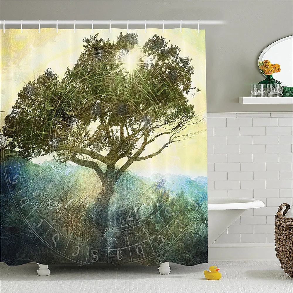 Tree of Life Shower Curtain Nature Decor Sun Shining ...