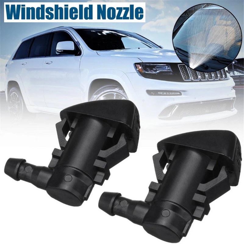 Mayitr 2Pcs Black Plastic Car Windshield Washer Wiper Water Spray Nozzle For Jeep Grand Cherokee 2005-2018
