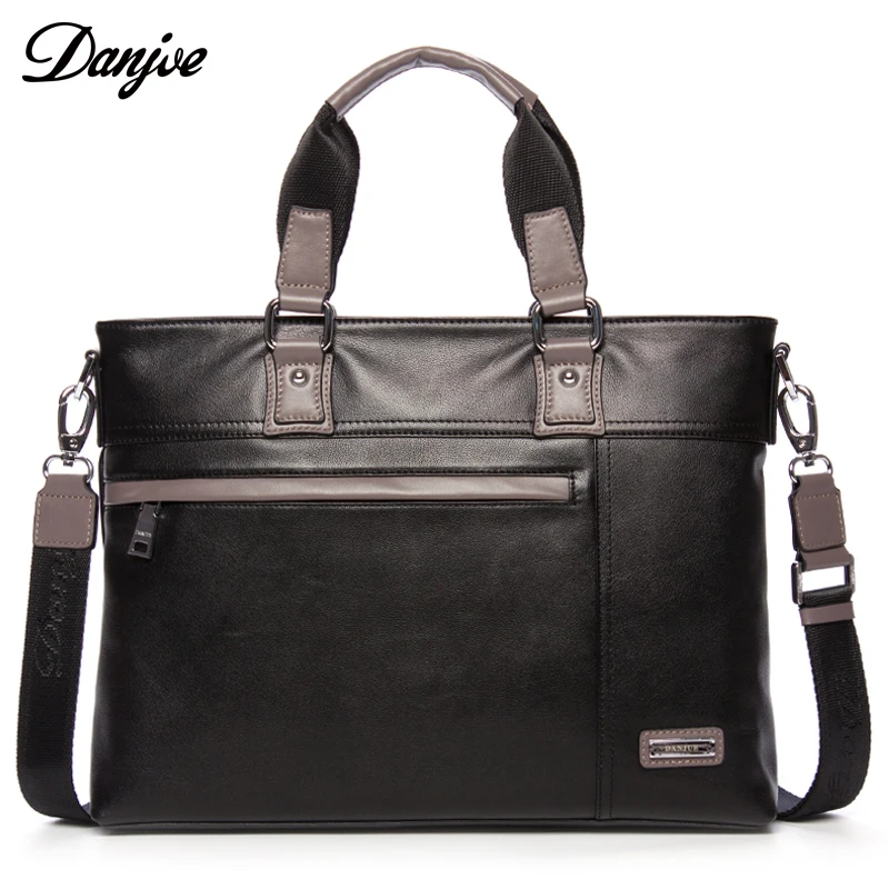 

DANJUE Fashion Genuine Leather Men Briefcase Bag Famous Brand Men's Business Laptop Bag High Quality Casual Male Shoulder Bags