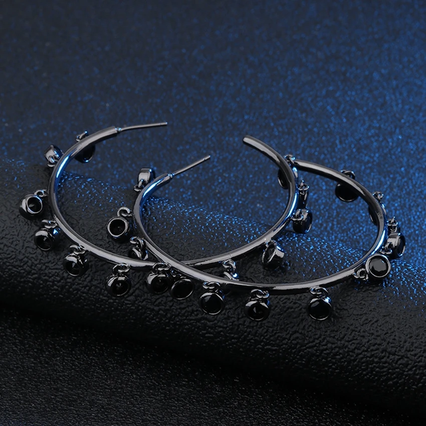 

5 Colors Delicate Dubai Jewelry Multi-Color CZ Crystal Circle Hoop Earrings for Women Female Wedding Earrings