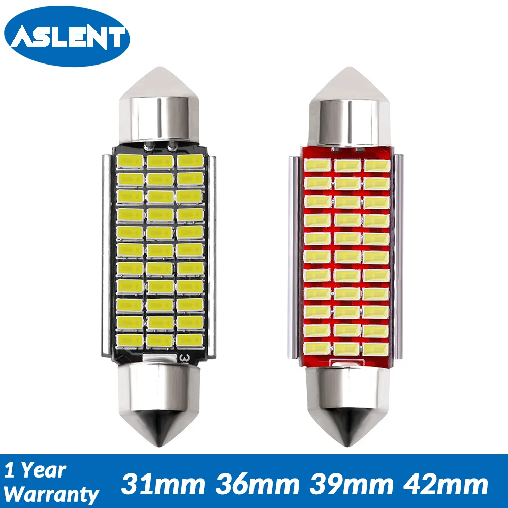 ASLENT 31 мм 36 мм 39 мм 42 мм C5W C10W супер яркий 4014SMD автомобиля светодиодный трубчатой формы для чтения Свет Canbus Ошибок подкладке Doom лампа