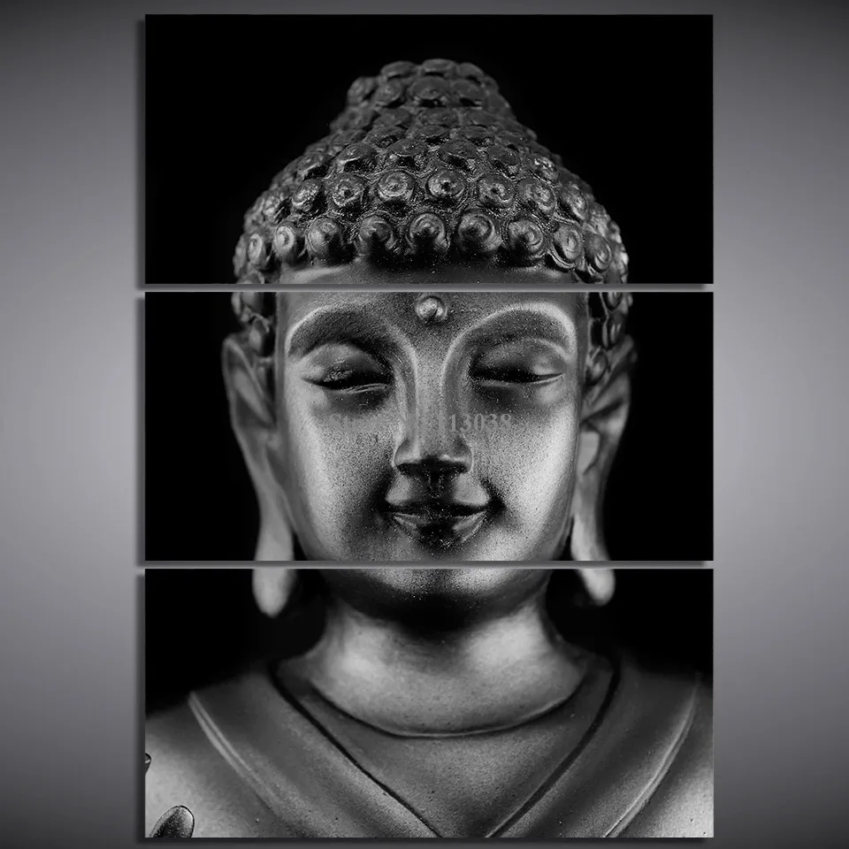 Buy Hot Selling 3 Pieces Buddha Statue Printed Canvas
