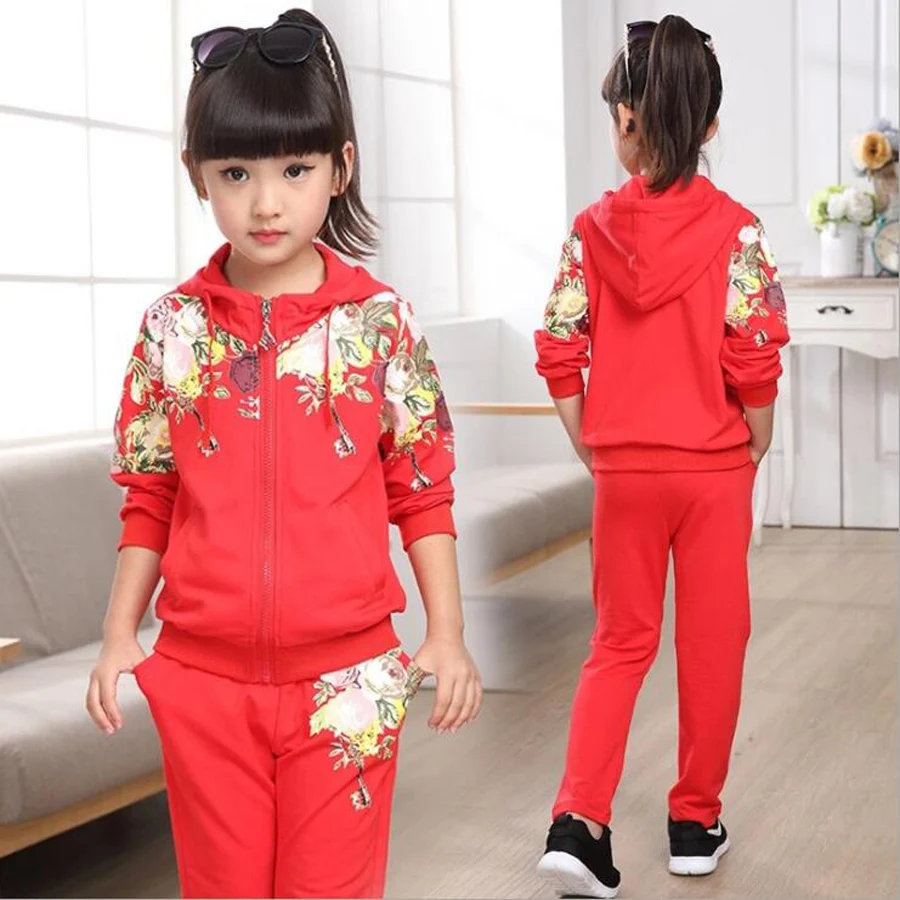 

Autumn 2019 Tracksuits for Girls Clothing Sets Children Floral Girls Jackets 2 pieces Suits Casual Kids girl sportswear clothes