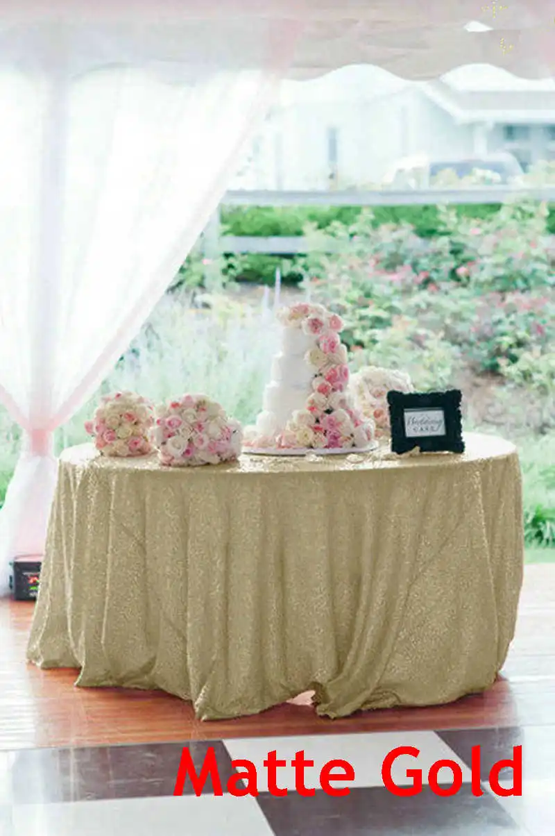 

B·Y 50inch-125cm Round Sequin Tablecloth Matter Gold Sequin Table Cover for Christmas Party Wedding decor-9525