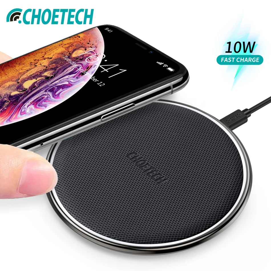 

CHOETECH Fast QI Wireless Charger Pad For iPhone Xs / Xs Max Xr 8 Plus X 10W Portable charging For Samsung Galaxy S9 S8 S7 Note
