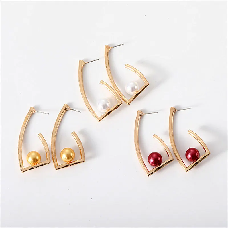 Модные серьги с искусственным жемчугом для женщин Brincos популярная серьга геометрической формы из сплава Свадебные украшения подарок