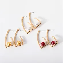 Модные серьги с искусственным жемчугом для женщин Brincos популярная серьга геометрической формы из сплава Свадебные украшения подарок