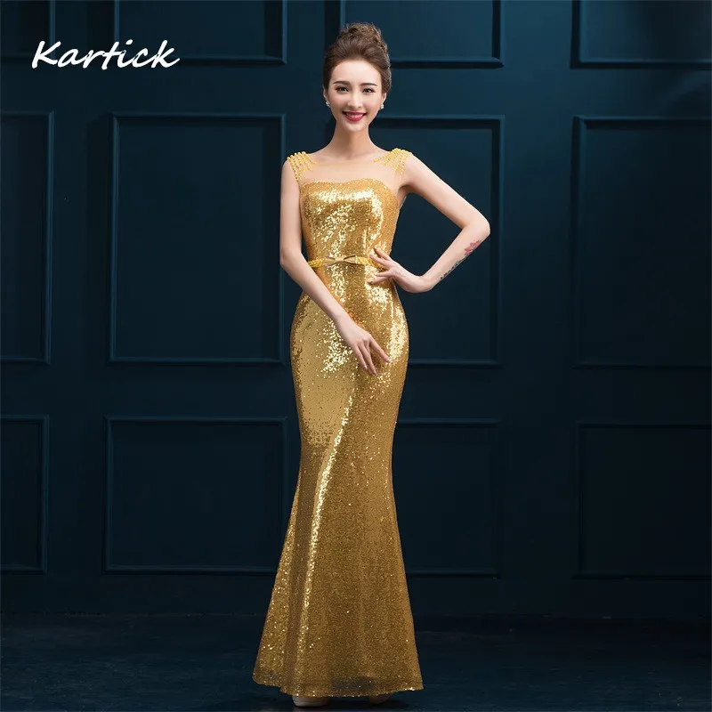 

New Mermaid Evening Dresses Glamorous Bride Gown High Neck Gold Black Ball Prom Party Homecoming/Graduation Formal Dress