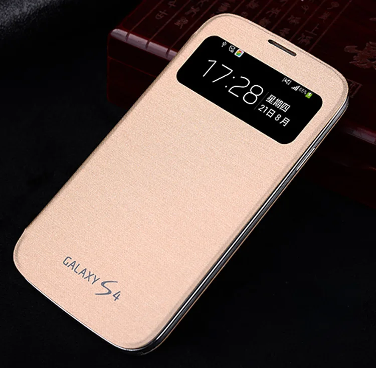 

Business Smart Case Cover For Samsung Galaxy S4 SIV I9500 Anti-fall Back Flip Leather Ultra Thin Wallet Window+Gifts