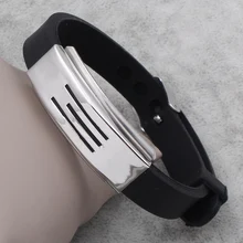 YYW силиконовые Браслеты, Дешевые Ювелирные изделия Оптом, Нержавеющая сталь, с силиконовой, 15x38x5 мм, продается в около 8.5 Дюймов Strand