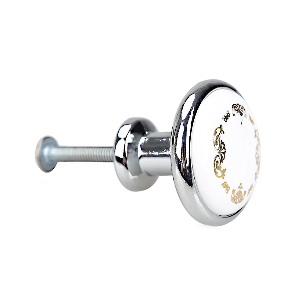 

KSOL 5X Ceramic Flower Cabinet Dresser Drawer Wardrobe Pull Handle Knob (Silver)