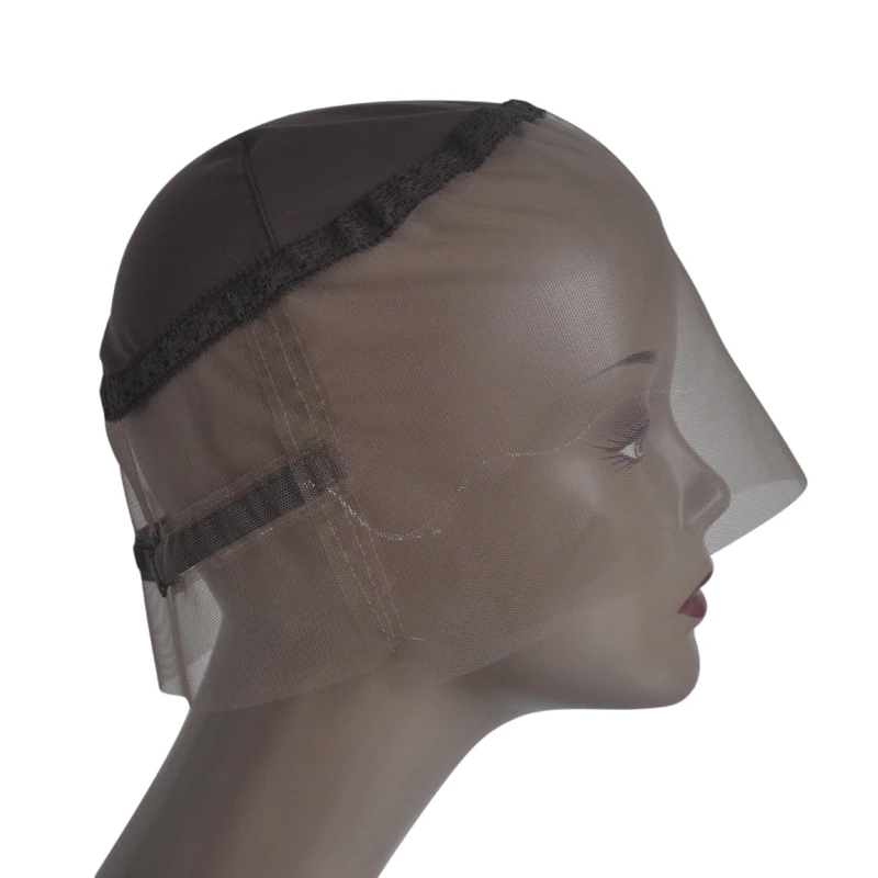 Brown 360 Full Lace Wig Caps Hand Made Swiss Lace With Adjustable Straps Lace Wigs For Making 360 Wig