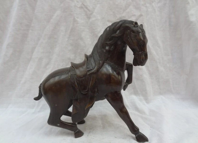 SCY song voge gem S2777 9&quot Chinese Bronze Animal Sculpture Stubborn JiXiang Tang Horse Statue | Дом и сад