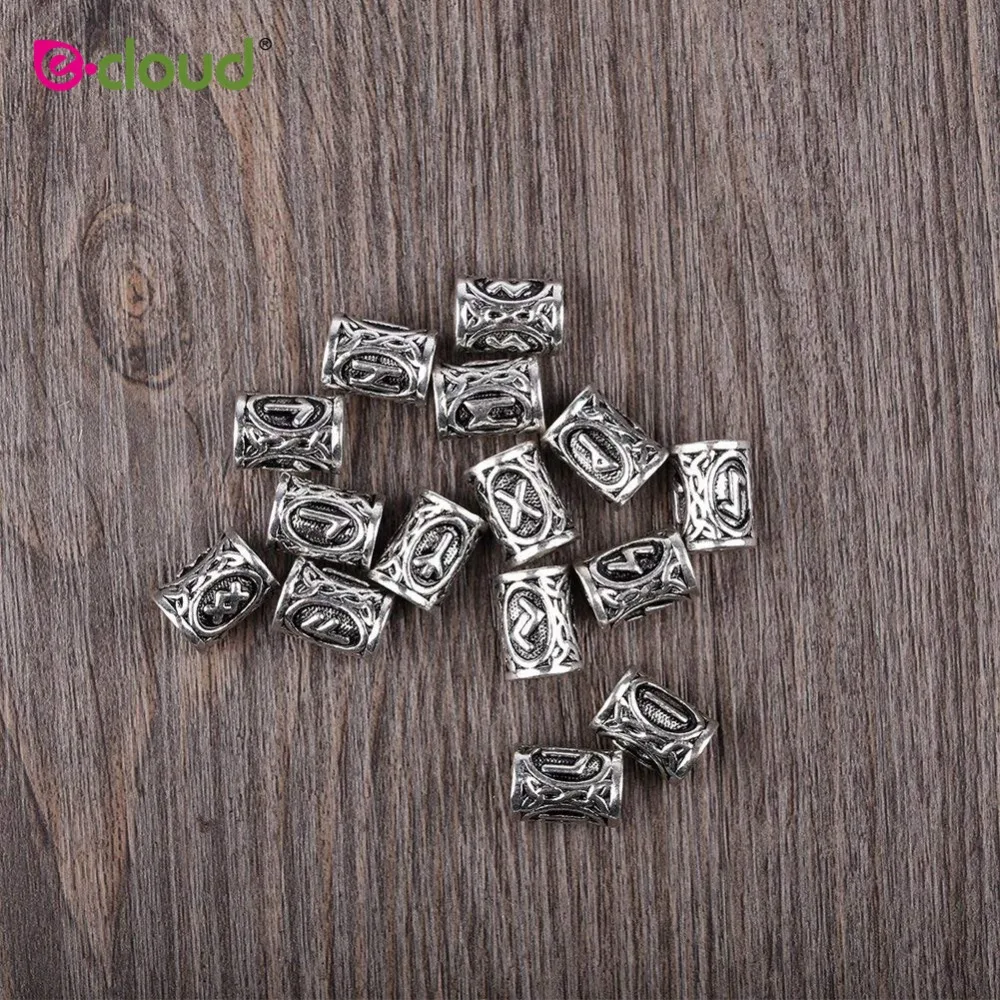 

24pcs/bag Hair Braid Dreadlock Beads Clips Cuff Viking Rune Pattern Design Ring Tubes For Braiding Hair Extension Accessories