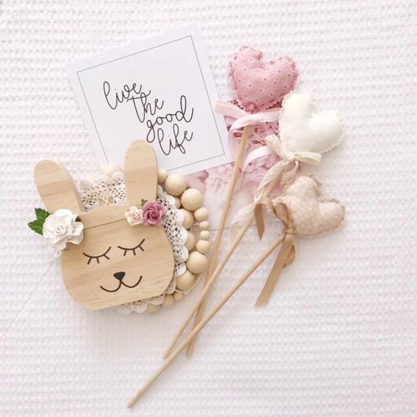 

Fashion Fairy Children Kids Room Miniatures Decoration Cute Wooden Rabbit and panda Home decorative Photography Art Decor