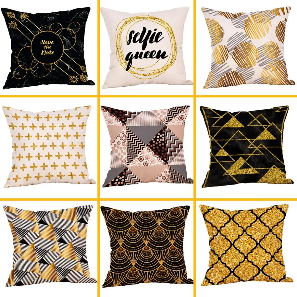 

Golden pillowcase simple fashion pillowcase coffee shop sofa cushion cover home decoration Kussenhoes Housse pillowcase **D