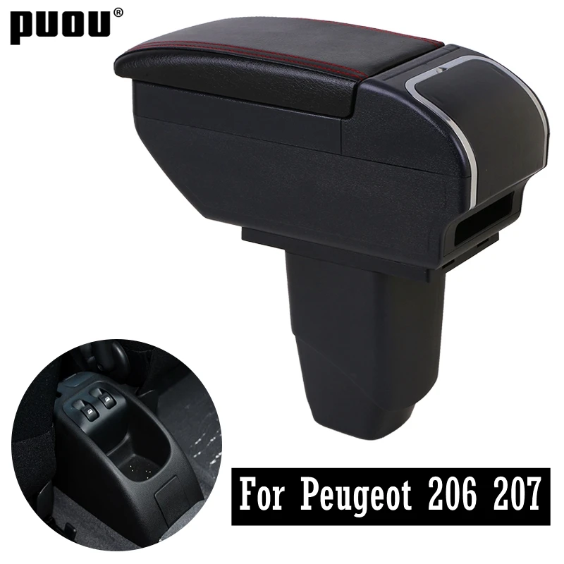 

Rotatable Car Center Centre Console Storage Box For Peugeot 206 207 Armrest box with USB Charging ashtray Car Styling decoration