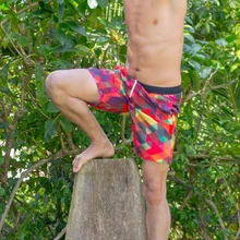 Лидер продаж Лето г. для мужчин купальные шорты для Одежда заплыва пляжная красный геометрический boardshort купальники