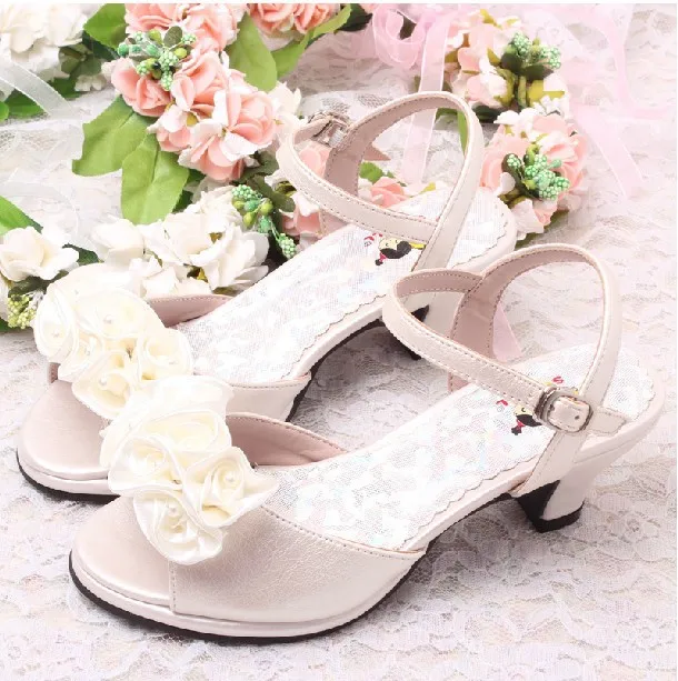 Discount Flower Girls Ivory Bridal Wedding Sandals Summer Kids Shoes ...