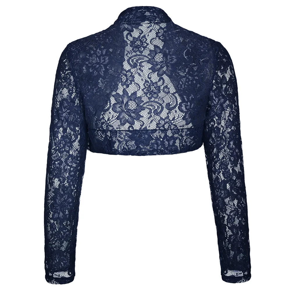 Autumn Fall Jackets Women Long Sleeve Cropped Shrug 2018 Black Green Wedding Evening Prom Coat Wrap Plus Size Womens Lace Bolero