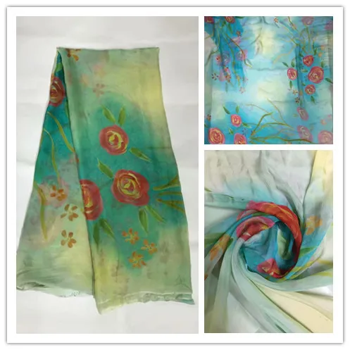

6momme Women Clothing summer style dresses 100% pure silk chiffon fabric floral pattern for scarf blouse 140cm DSF09