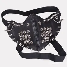 Мужская полиуретановая маска с заклепками в стиле панк для ночного клуба, бара, шоу, модная индивидуальная маска для рта, многоразовые мужские маски для лица из тяжелого металла