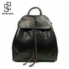 SEVEN SKIN Brand Genuine Leather Women Backpacks Fashion School Backpack for Teenage Girls Small Vintage Bag Female bolsos mujer