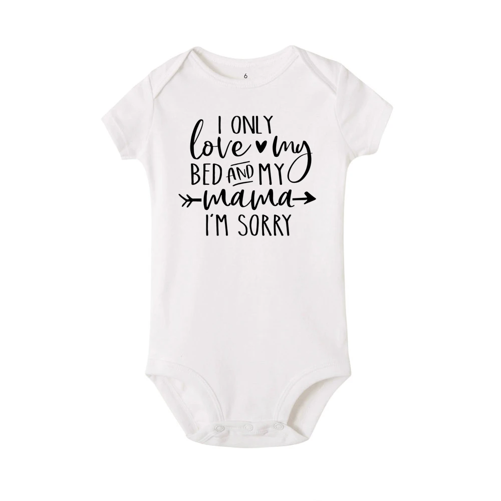 

I only love my bed and my mama letter print baby romper newborn infant baby boys girls print romper baby clothing 0-24M