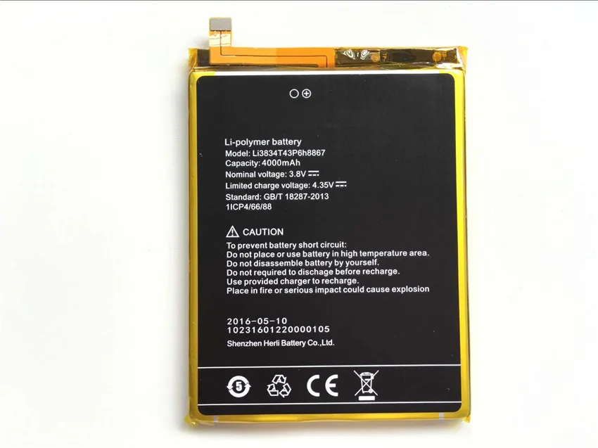

UMI SUPER Battery Li3834T43P6H8867 New High Quality 4000mAh Li-ion Replacement Battery for UMI SUPER Smartphone