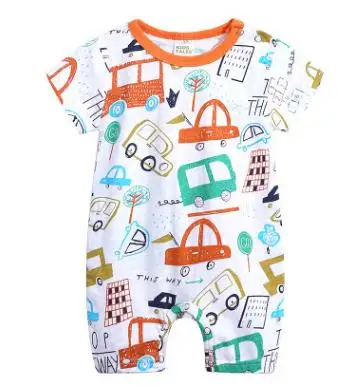 

Hot Selling Baby Clothes 2019 Summer Cotton Short-sleeved Cartoon Print Romper 0-2 Year Knitted Breathable Baby Clothes FZ2460