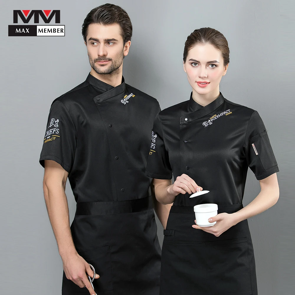 

2019 Chef Jacket Short Sleeve Work Clothes Ropa De Cocina Summer Barbr Cake Coffee Fast Food Service Cool Restaurant Kitchen